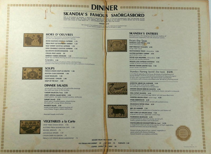 Stockholm Restaurant (Playboy Club, Skandia) - Skandia Menu